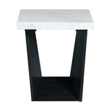 Beckley End Table Complete in White Marble Top - Tampa Furniture Outlet
