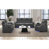 Blitz Motion Sofa with DDT, Reading Light, Wireless Charger and LED in Simba Slate and Black Welt – SKU U-19190-11108-305 | Elements