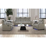 Blitz Motion Sofa with DDT, Reading Light, Wireless Charger and LED in Simba Taupe and Black Welt – SKU U-19190-11107-305 | Elements