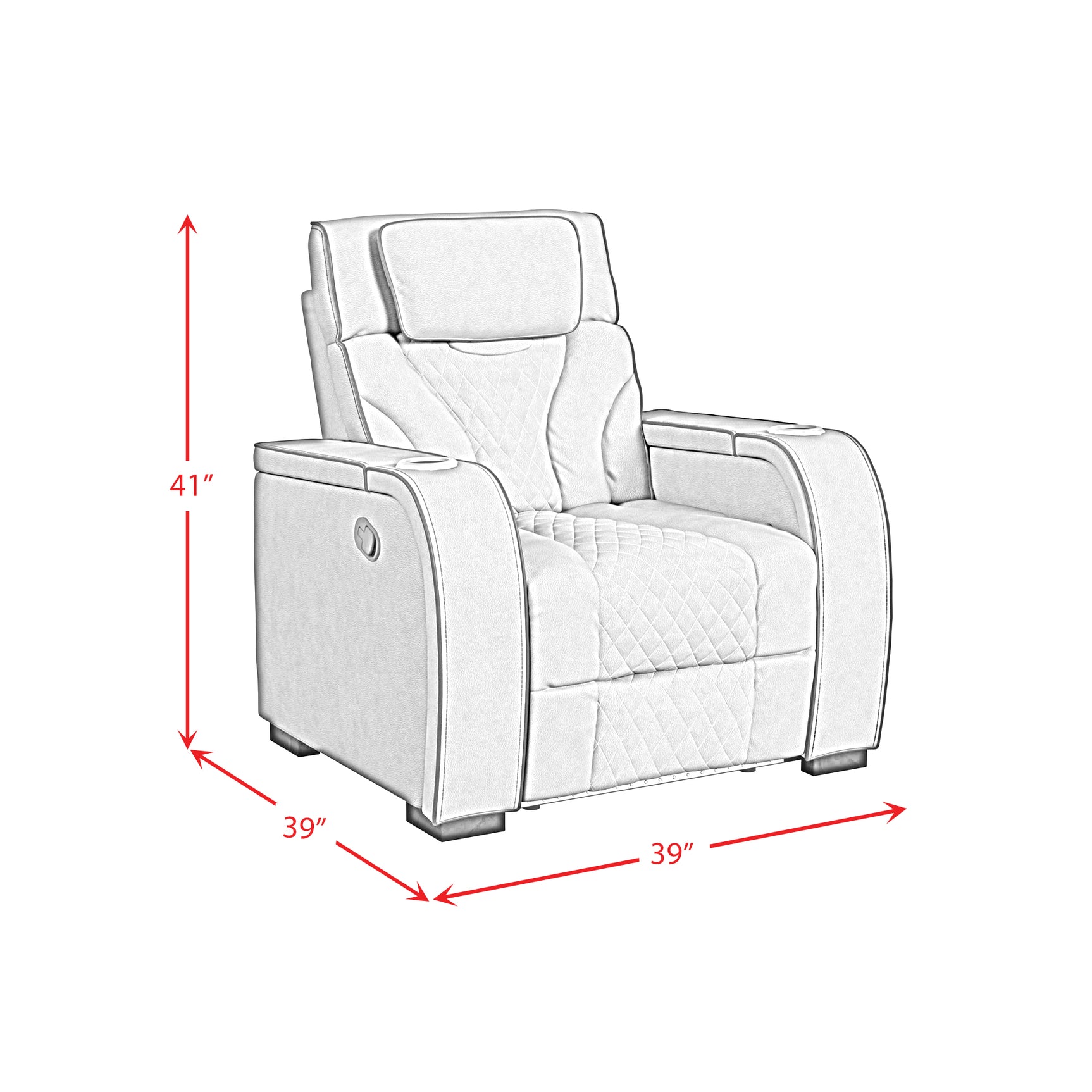 Blitz Motion Recliner with LED in Simba Taupe and Black Welt