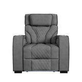 Blitz Motion Recliner with LED in Simba Slate and Black Welt - Tampa Furniture Outlet