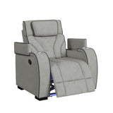 Blitz Motion Recliner with LED in Simba Taupe and Black Welt - Tampa Furniture Outlet