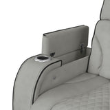 Blitz Motion Sofa with DDT, Reading Light, Wireless Charger and LED in Simba Taupe and Black Welt