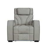 Blitz Motion Recliner with LED in Simba Taupe and Black Welt - Tampa Furniture Outlet