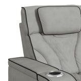 Blitz Motion Sofa with DDT, Reading Light, Wireless Charger and LED in Simba Taupe and Black Welt