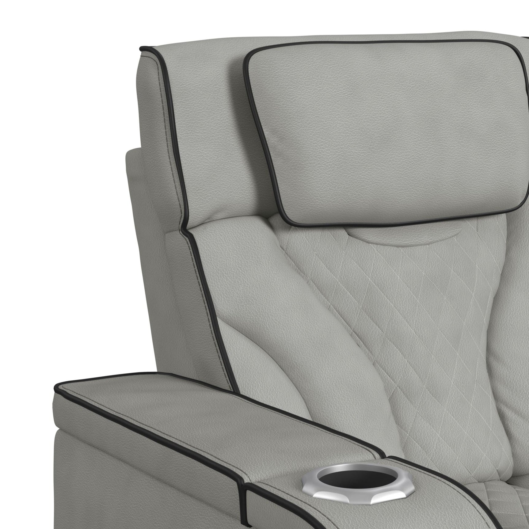 Blitz Motion Sofa with DDT, Reading Light, Wireless Charger and LED in Simba Taupe and Black Welt