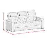 Blitz Motion Sofa with DDT, Reading Light, Wireless Charger and LED in Simba Taupe and Black Welt