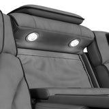 Blitz Motion Sofa with DDT, Reading Light, Wireless Charger and LED in Simba Slate and Black Welt - Tampa Furniture Outlet