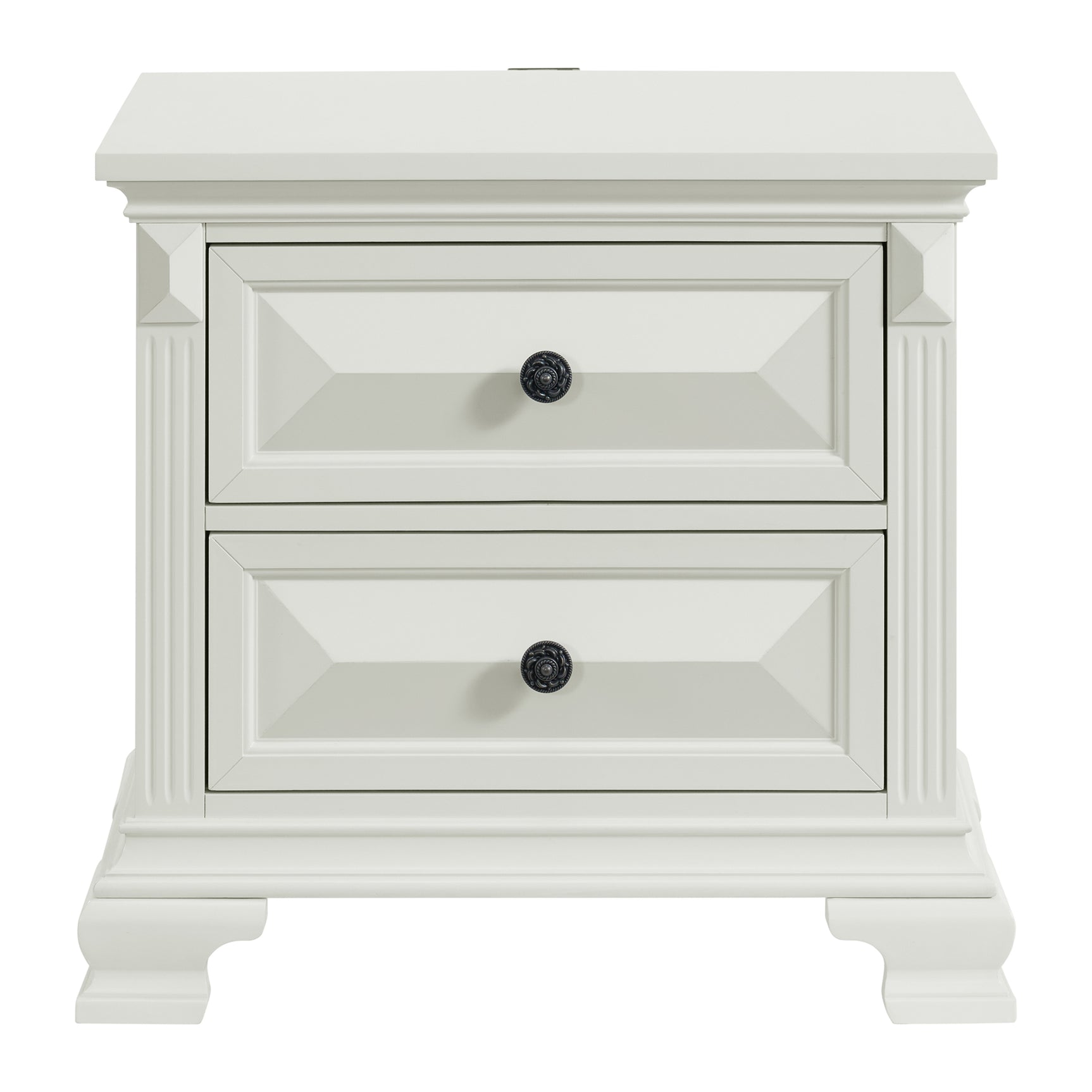 Bridgestone 2-Drawer Nightstand with USB in Antique White - Tampa Furniture Outlet