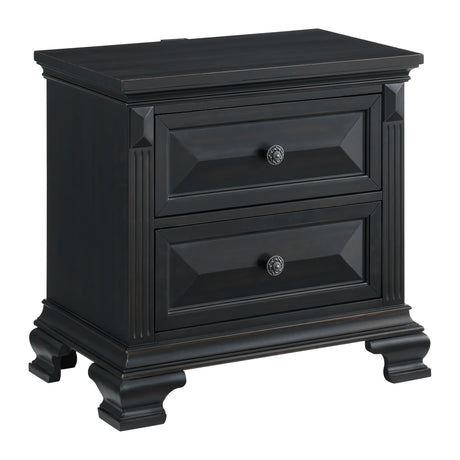 Bridgestone 2-Drawer Nightstand with USB in Black - Tampa Furniture Outlet