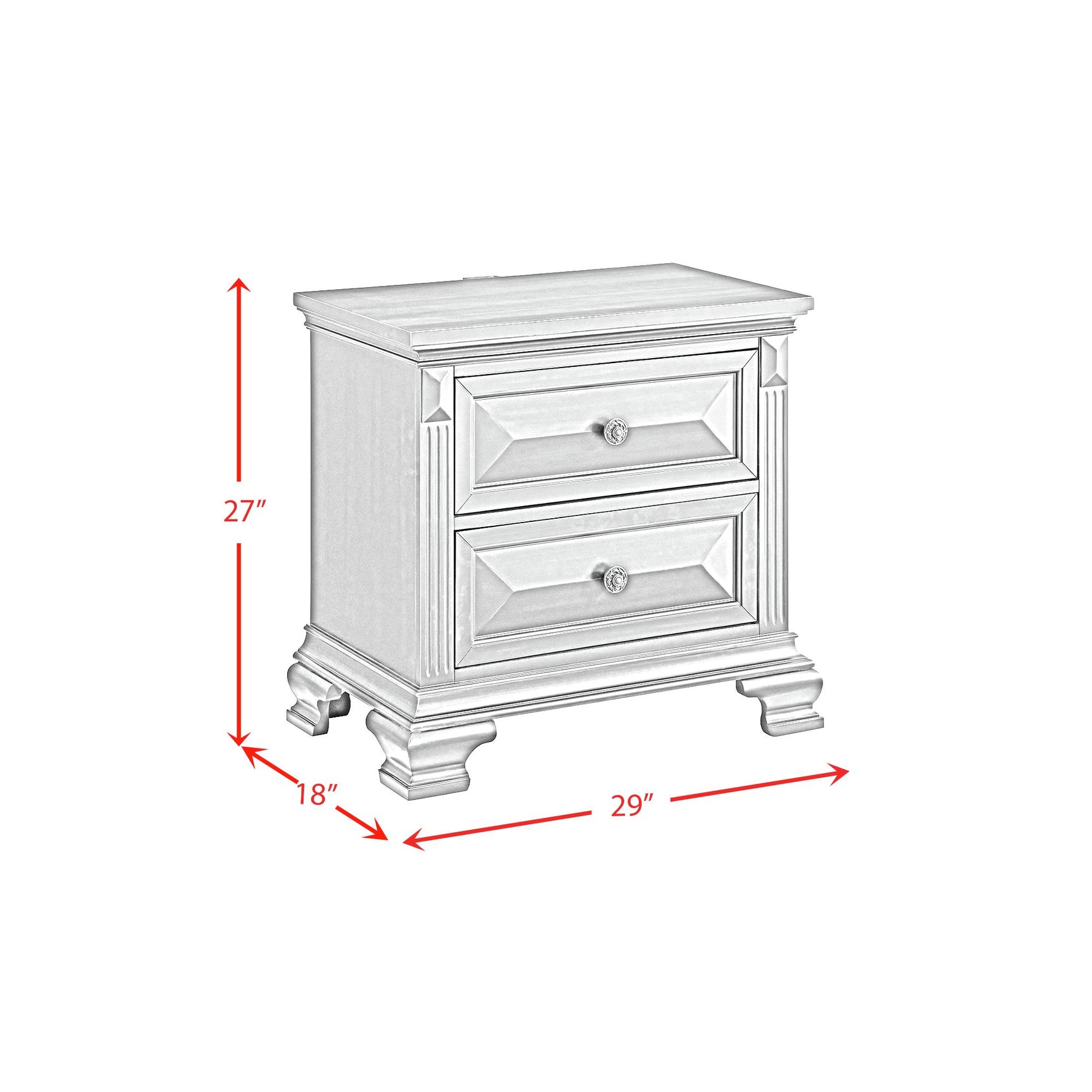 Bridgestone Queen Panel 4PC Bedroom Set in Antique White