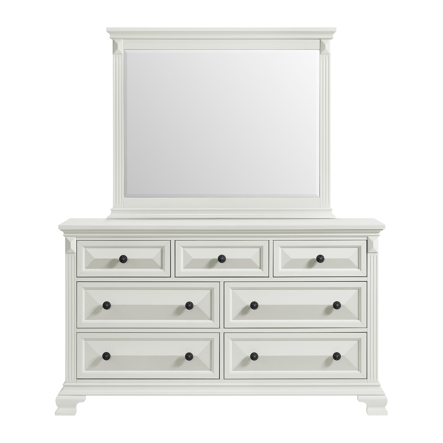 Bridgestone Dresser and Mirror Set in Antique White - Tampa Furniture Outlet