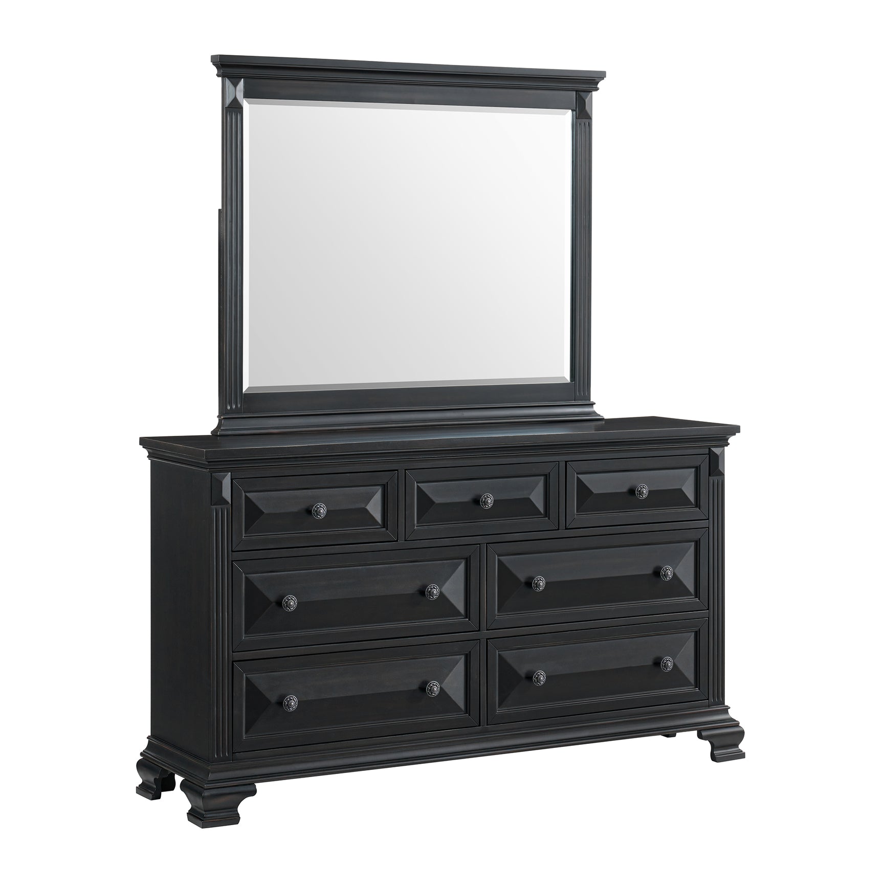 Bridgestone Dresser and Mirror Set in Black - Tampa Furniture Outlet