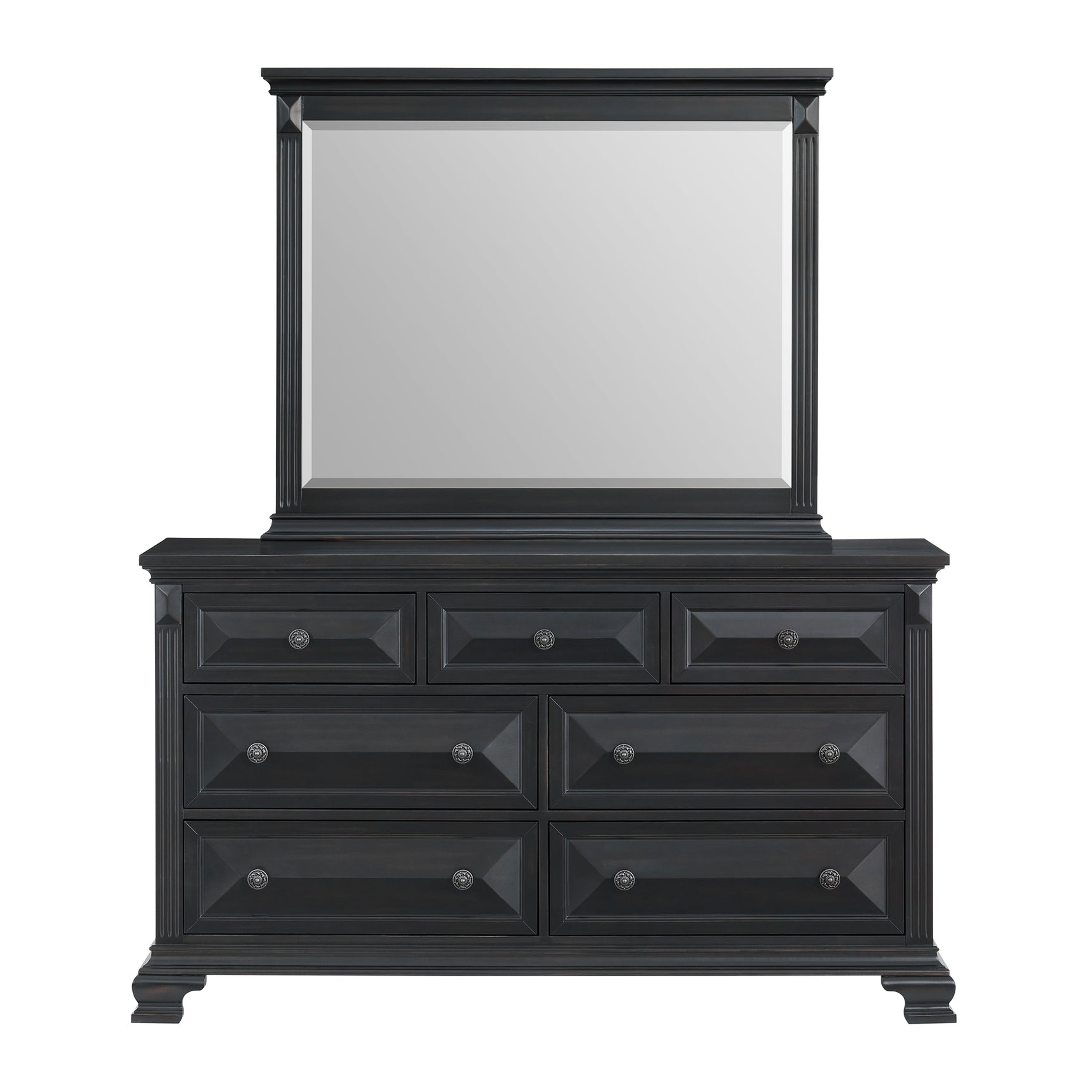 Bridgestone Dresser and Mirror Set in Black - Tampa Furniture Outlet