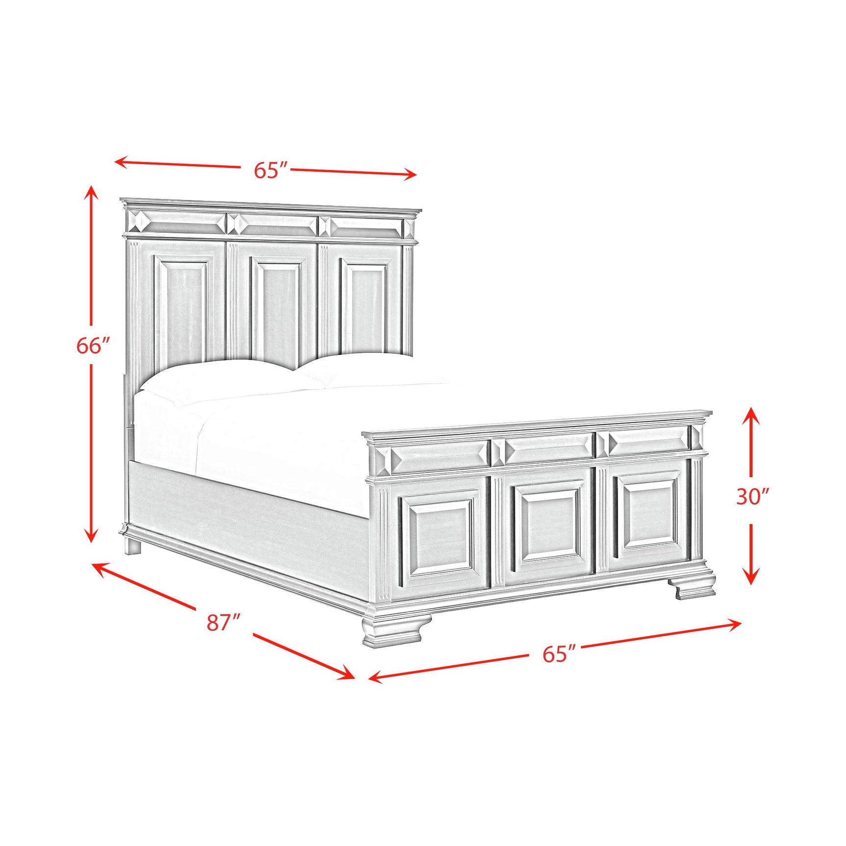 Bridgestone Queen Panel 4PC Bedroom Set in Antique White