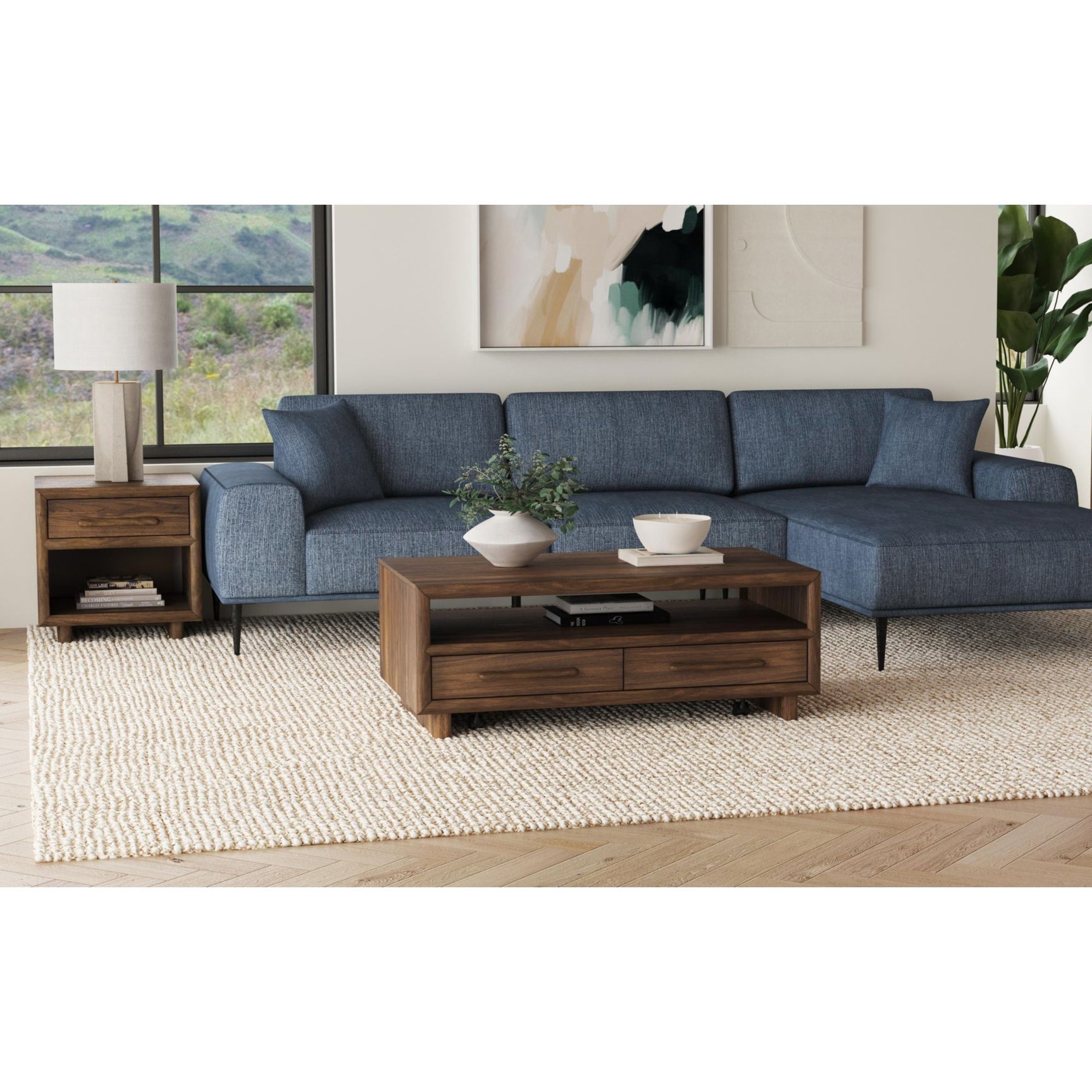 Brisbane 4-Drawer Coffee Table with Casters in Brown - Tampa Furniture Outlet