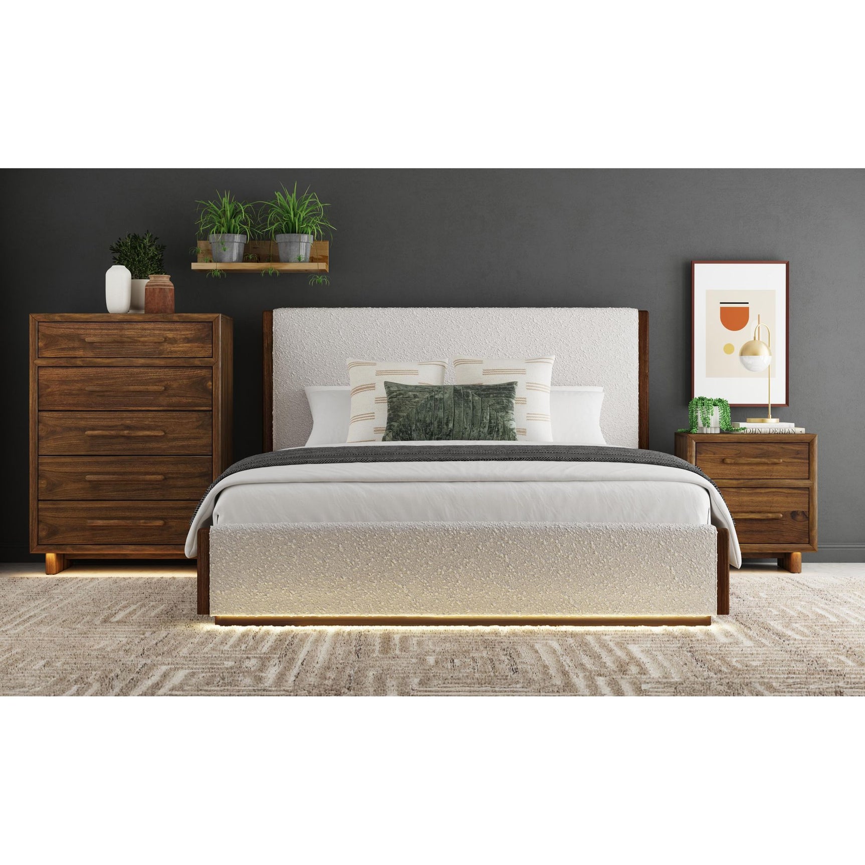 Brisbane Nightstand with USBC and LED in Brown - Tampa Furniture Outlet