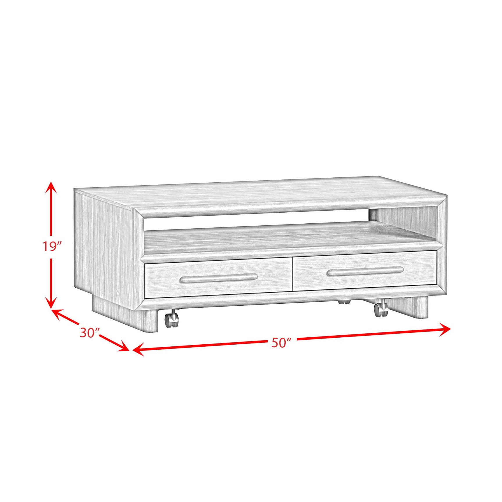 Brisbane 4-Drawer Coffee Table with Casters in Brown - Tampa Furniture Outlet