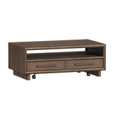 Brisbane 4-Drawer Coffee Table with Casters in Brown - Tampa Furniture Outlet