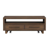 Brisbane 4-Drawer Coffee Table with Casters in Brown - Tampa Furniture Outlet