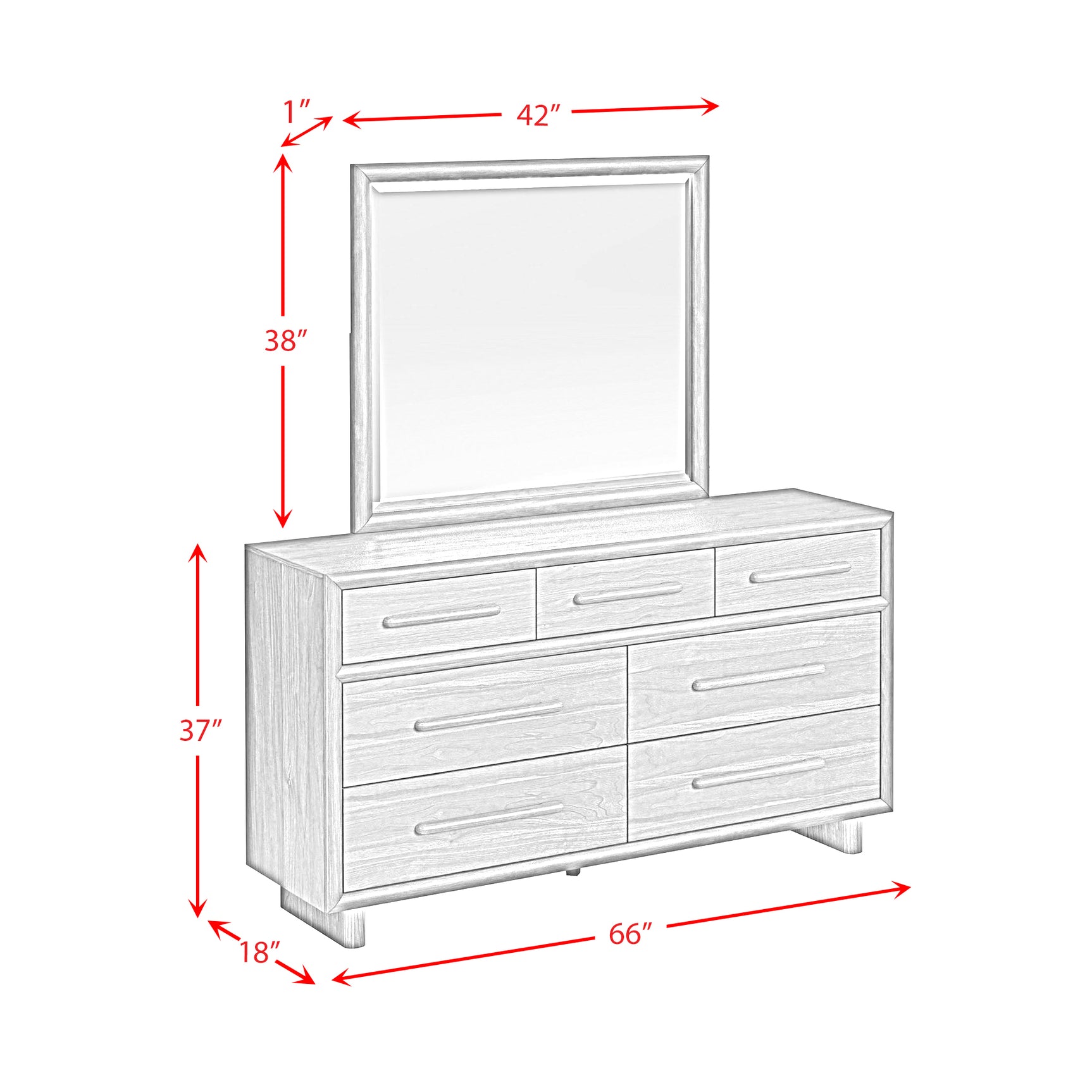 Brisbane Dresser and Mirror Set with LED in Brown - Tampa Furniture Outlet