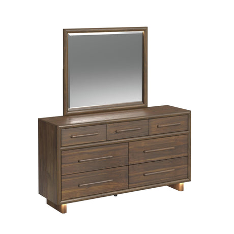 Brisbane Dresser and Mirror Set with LED in Brown - Tampa Furniture Outlet