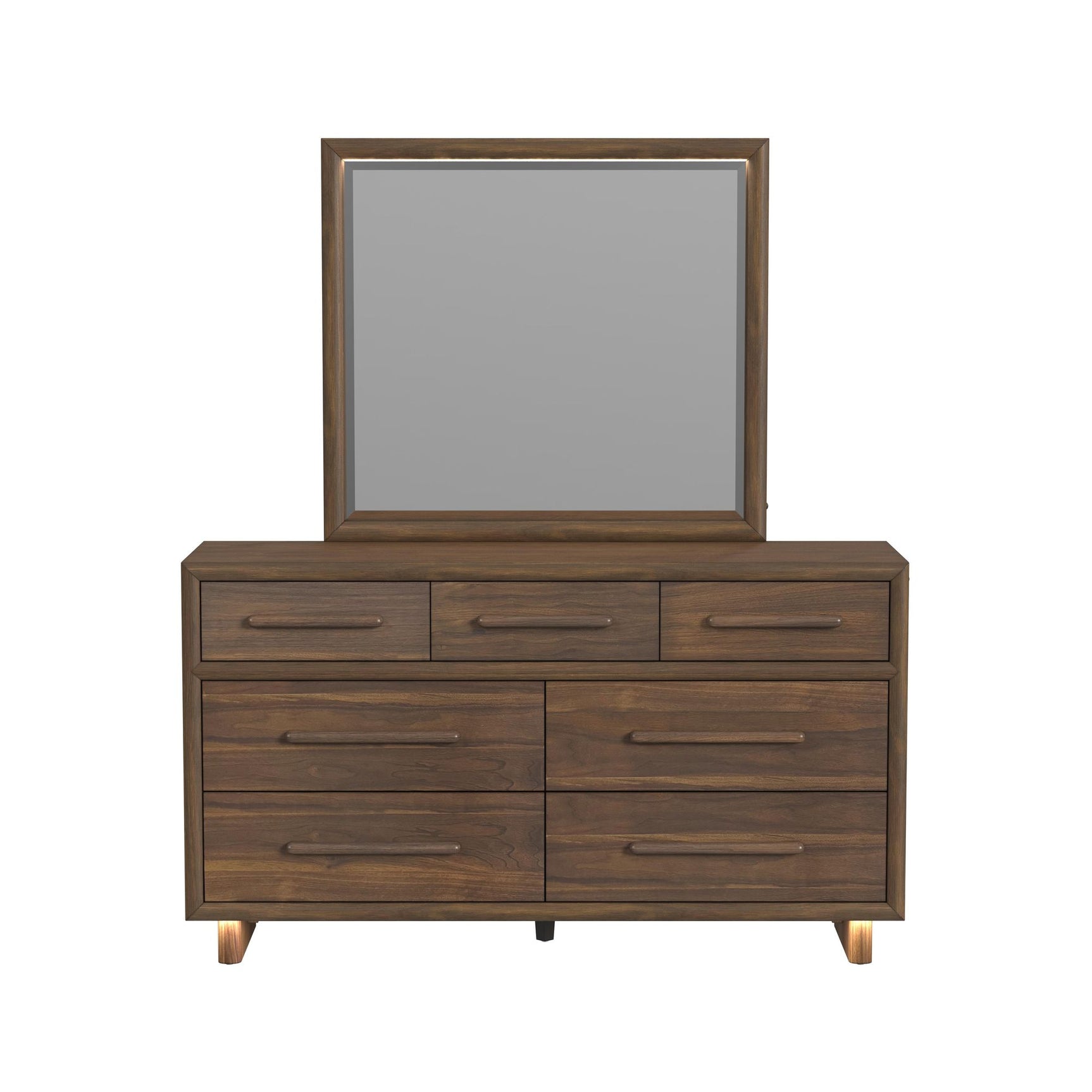 Brisbane Dresser and Mirror Set with LED in Brown - Tampa Furniture Outlet