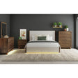 Brisbane Queen UPH Bed with Boucle Beige and LED in Brown – SKU B-16760-5-QUB | Elements