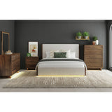 Brisbane Queen UPH Bed with Boucle Beige and LED in Brown – SKU B-16760-5-QUB | Elements