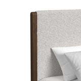Brisbane King UPH Bed with Boucle Beige and LED in Brown - Tampa Furniture Outlet