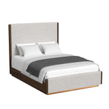 Brisbane Queen UPH Bed with Boucle Beige and LED in Brown - Tampa Furniture Outlet