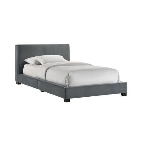 Brookhaven Twin UPH Bed in Grey Velvet - Tampa Furniture Outlet
