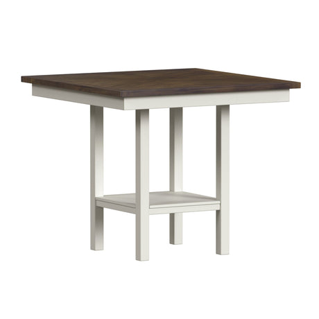 Brooks 5PC Counter Set with Table and 4 UPH Seat & Wood Back Chairs in Medium Brown & White - Tampa Furniture Outlet
