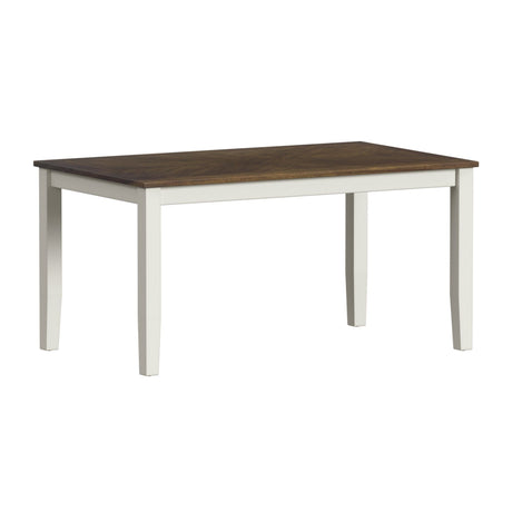 Brooks 6PC Dining Set with Table, 4 Wood Back and UPH Seat Chairs, and Bench in Medium Brown & White - Tampa Furniture Outlet