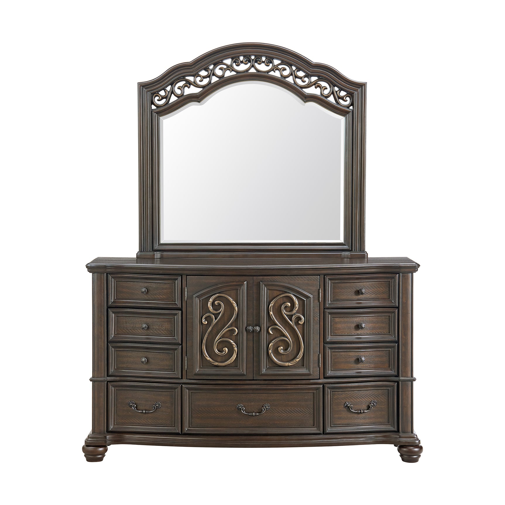 Brunswick Dresser and Mirror Set in Mahogany - Tampa Furniture Outlet
