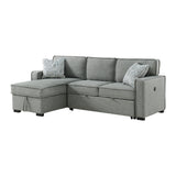 Caracas Sectional Sleeper Chofa with Pull Bed, Drop Table & USB in Palmer Grey - Tampa Furniture Outlet
