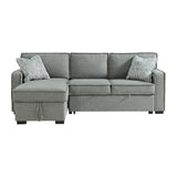 Caracas Sectional Sleeper Chofa with Pull Bed, Drop Table & USB in Palmer Grey - Tampa Furniture Outlet