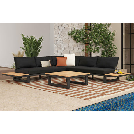 Cabana Coffee Table with Natural Top in Black – SKU O-188820-8-CT | Elements