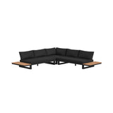 Cabana Three Piece Outdoor Living Set with Dark Grey Olefin in Black
