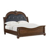 Cadenza King UPH Bed with Black PU in Brown - Tampa Furniture Outlet