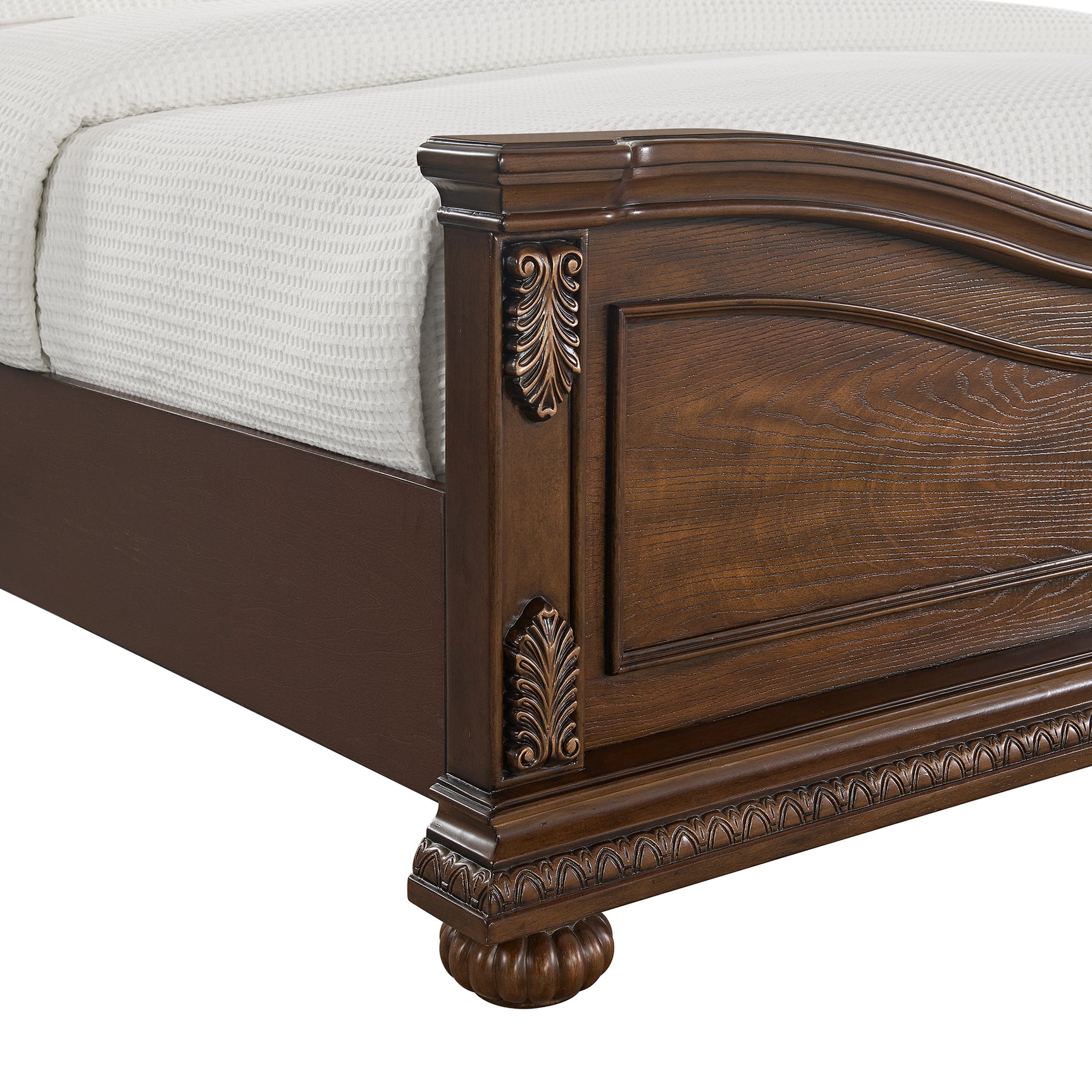 Cadenza Queen UPH Bed with Black PU in Brown