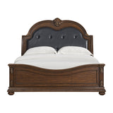Cadenza King UPH Bed with Black PU in Brown - Tampa Furniture Outlet
