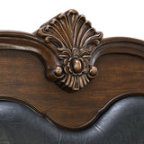 Cadenza Queen UPH Bed with Black PU in Brown
