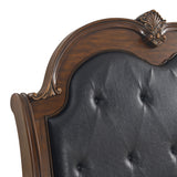Cadenza Queen UPH Bed with Black PU in Brown