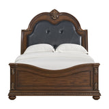 Cadenza Queen UPH Bed with Black PU in Brown - Tampa Furniture Outlet
