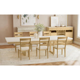 Cambrie Buffet with LED and Power in Off-White and Natural - Tampa Furniture Outlet