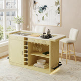 Cambrie Bar Table in Off-White and Natural with LED – SKU DA-18010-6-BTC | Elements