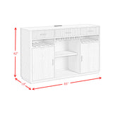 Cambrie Buffet with LED and Power in Off-White and Natural - Tampa Furniture Outlet