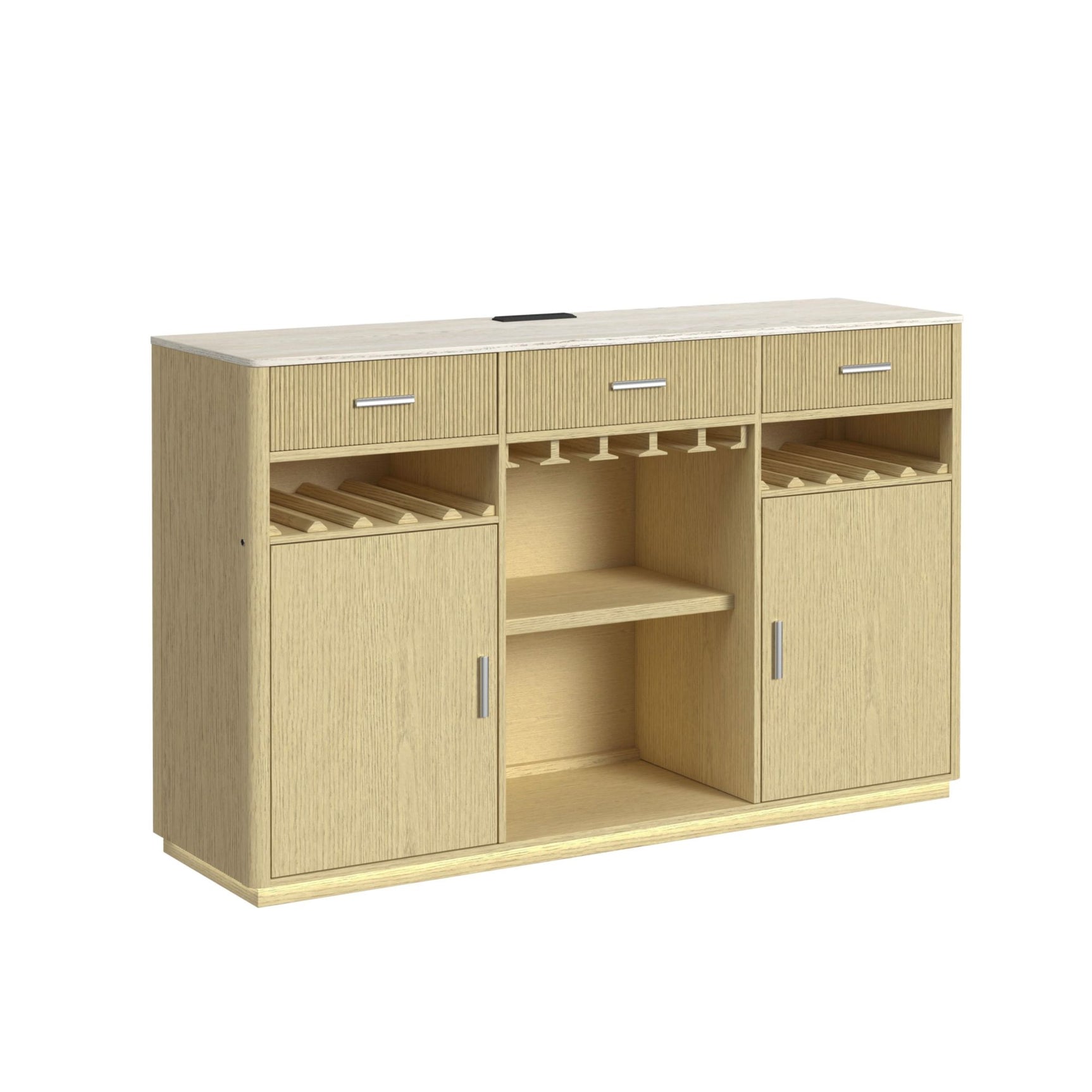 Cambrie Buffet with LED and Power in Off-White and Natural - Tampa Furniture Outlet