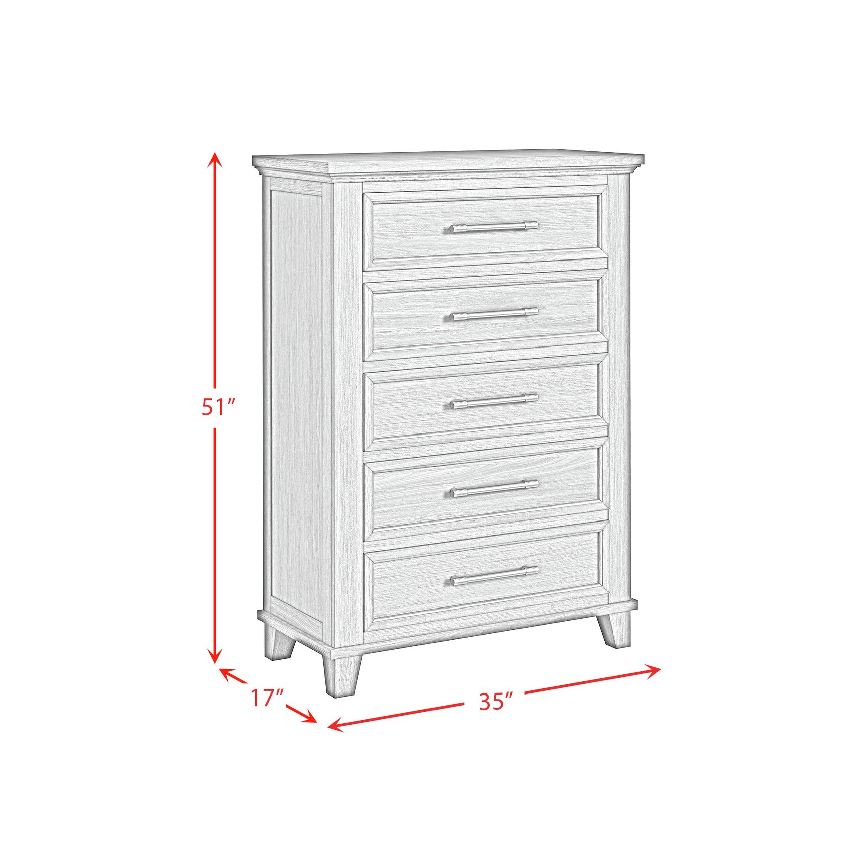 Canterbury 5-Drawer Chest in Grey